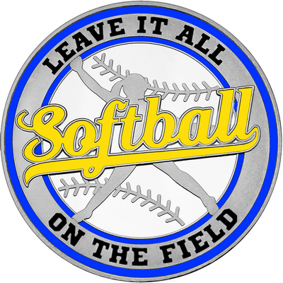 Yellow "Softball" with Royal Blue Outer Circular Borders